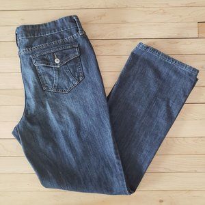 a.n.a. Women's STRAIGHT LEG MID RISE Flap Pocket Dark Wash 12P